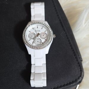 Fossil Women's White and Silver Watch